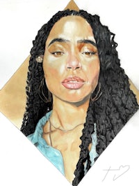 a drawing of a woman with dreadlocks